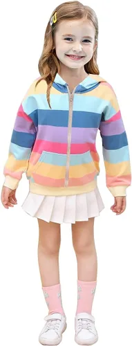 Vista 2 de DDSOL Chaqueta con cremallera para bebé, sudadera con capucha para niña, abrigo de invierno ligero, para otoño, 2t-7t