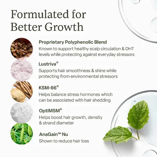 Vista 2 de Divi Vitaminas para el crecimiento del cabello para mujeres y hombres, hechas con ingredientes limpios, veganos y respaldados por la ciencia