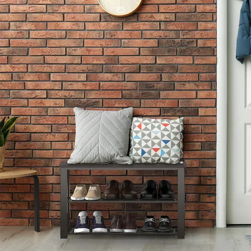 Vista 2 de Simple Houseware - Zapatero de madera para entrada, color marrón oscuro 29"W 2-Tier Shoe Storage Organizer, Holds Up to 250 Lb, for Entryway
