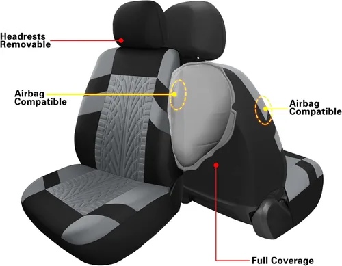 Vista 3 de Pariitadin - Juego de fundas de asiento de coche delanteras, fundas de asiento lavables y transpirables para coches, fundas de interior de coche