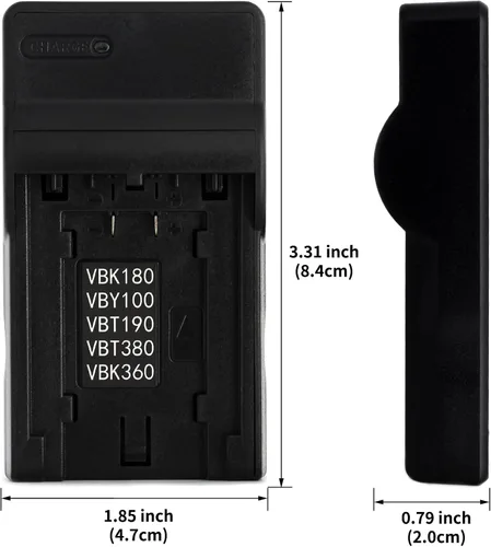Vista 3 de Norifon Cargador USB VW-VBK180 para Panasonic HDC-HS60, HDC-HS80, HDC-SD40, HDC-SD60, HDC-SD80, HDC-SD90, HDC-TM40, HDC-TM60, HDC-TM80, HDC-TM90