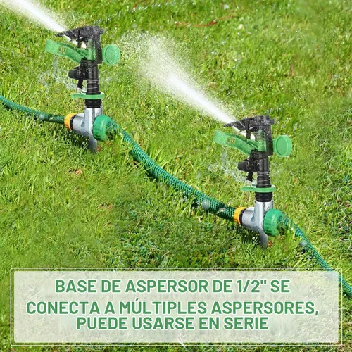 Vista 6 de Aspersores para patio y jardín, rociador giratorio automático de 360 grados con anillo de parada de agua, rociadores pulsantes giratorios ajustables