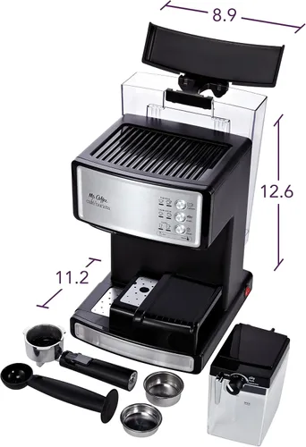 Vista 4 de Mr. Coffee Máquina de café expreso y capuchino de acero inoxidable, cafetera programable con espumador de leche automático, bomba de 15 bares, ideal