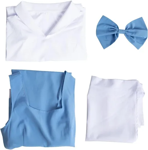 Vista 5 de Vestido azul para mujer, disfraz de Bella de belleza, princesa, Halloween, Navidad, disfraz de disfraces