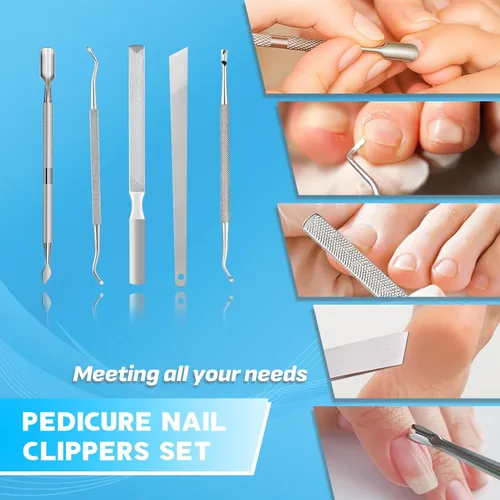 Vista 7 de Cortaúñas y uñas 8 en 1 resistentes para hombres mayores con uñas gruesas y encarnadas, kit de manicura y pedicura con cabeza giratoria de 360°
