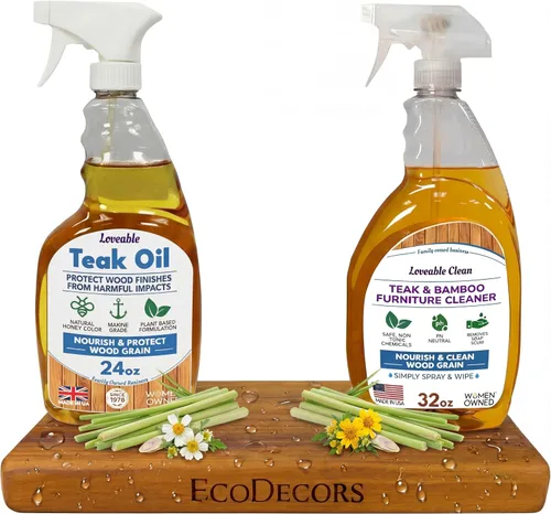 Vista 19 de EcoDecors Loveable - Botella de spray de aceite de teca de 24 onzas, paquete de 2 Perfect for teak patio furniture, shower benches, garden