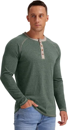 Vista 4 de Sailwind Camiseta de manga larga y corta para hombre Henley de algodón casual