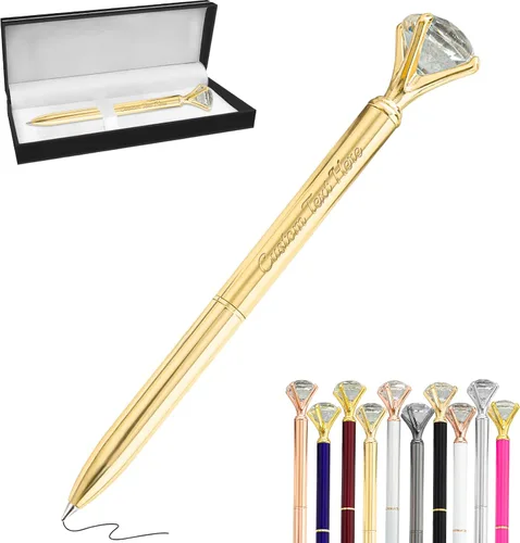Vista 47 de Aolun 10 bolígrafos de diamantes con cristal personalizados a granel, bolígrafo de metal personalizado con nombre grabado, regalos de texto
