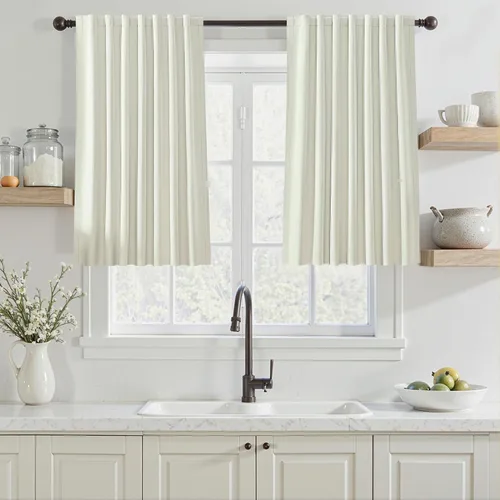 Vista 80 de Cortinas opacas de 54 pulgadas de largo para dormitorio, sala de estar, cortinas beige con aislamiento térmico, oscurecimiento de la habitación