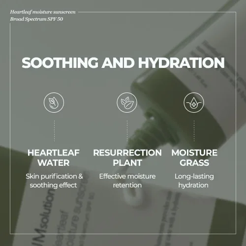 Vista 2 de JMsolution Protector solar Heart Leaf SPF 50 – Fabricado en Estados Unidos, calmante protección UV con hoja de corazón y centella asiática