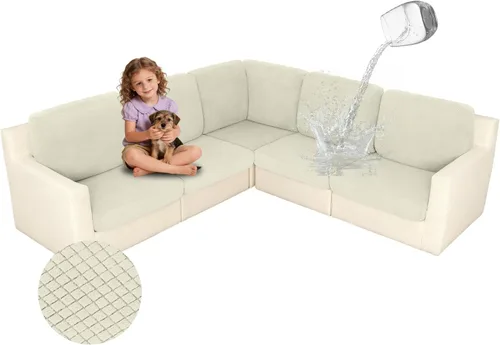 Vista 11 de ALIECOM Fundas 100% impermeables para sofá seccional esquinero en forma de L, fundas de cojín de jacquard elásticas para mascotas y perros