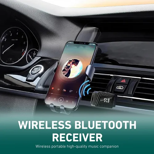 Vista 3 de Receptor USB Bluetooth para automóvil, receptor de audio Bluetooth 5.3, adaptador USB de 0.138 in, adaptador de audio ajustable con pantalla LED