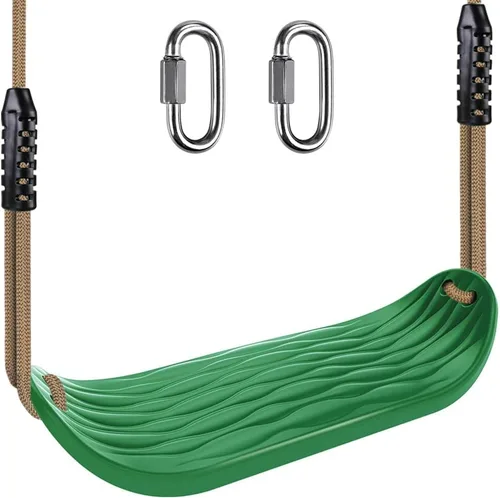 Vista 12 de BeneLabel Asiento de columpio resistente con cuerda ajustable, asientos de columpio de plástico para niños, asiento de columpio negro de repuesto