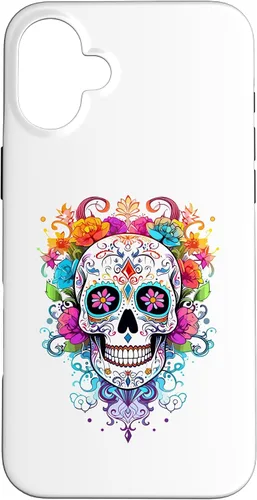 Vista 23 de Halloween Sugar Skull Flower Calavera Dia De Los Muertos Case for iPhone 17