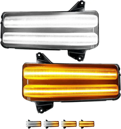 Vista 10 de ROCCS Luces intermitentes de señal de giro blancas DRL LED para espejo lateral de remolque, compatibles con Chevy Silverado GMC Sierra 2014–2019 OEM