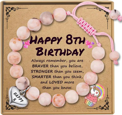 Vista 14 de Sereney Regalos de cumpleaños para niñas, pulseras de cuentas hechas a mano rosa para adolescentes