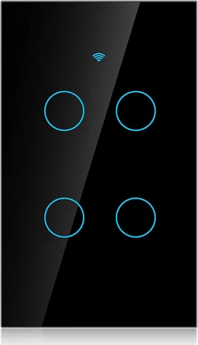 Vista 7 de Smart Life - Interruptor de pared de cristal basculante compatible con control remoto para circuitos de 4 vías, CA 95-250 V, color negro