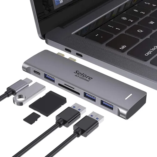 Vista 12 de Estación de acoplamiento USB C Monitor HDMI dual, adaptador USB C a HDMI dual con 2 puertos HDMI, carga PD, SD/TF, puertos USB A y C 3.0, estación