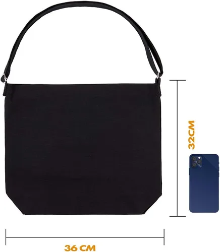 Vista 4 de Bolso bandolera de lona de gran tamaño en blanco para mujer