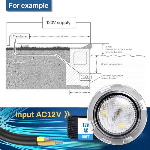 Vista 2 de Luces de piscina Generalman para piscina enterrada, reemplazo directo para Pentair GloBrite, luz LED de 1.5 pulgadas para piscina y spa enterrada