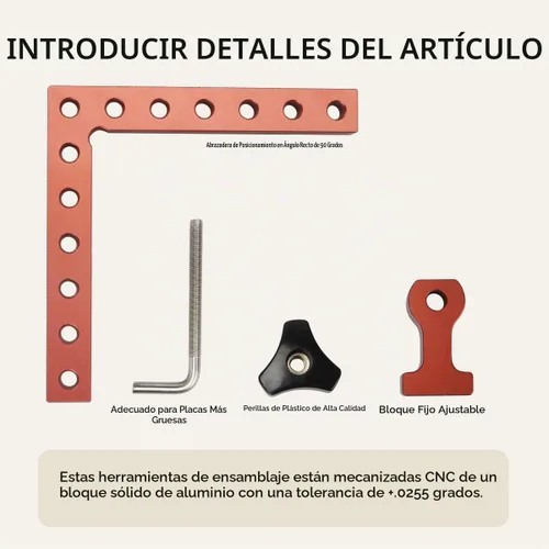 Vista 2 de Abrazadera de 90 grados, abrazadera de gabinete, herramienta cuadrada de ángulo recto de aleación de aluminio de 5.5 x 5.5 pulgadas, abrazaderas