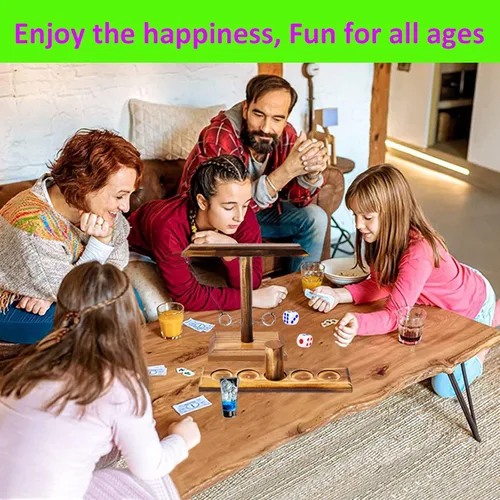 Vista 3 de Juego de lanzamiento de anillos de madera para interiores y exteriores, juego de lanzamiento de anillos para adultos y niños, 9.8 pulgadas
