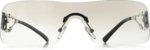 Vista 6 de YOGFIT Lentes de sol Y2K sin montura para mujeres y hombres, a la moda, envolventes, futuristas, geniales