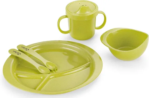 Vista 2 de Ozeri Juego de platos Earth para niños, 100% hecho de una planta, verde