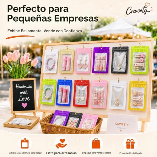 Vista 4 de 100 bolsas de Mylar resellables, bolsa pequeña a prueba de olores Oro claro
