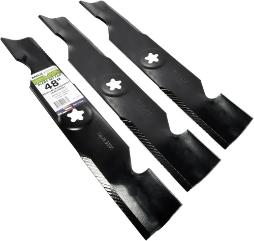 Vista 7 de MaxPower 561735B Juego de 3 cuchillas para muchos cortacéspedes de 48 pulgadas Cut Craftsman, Husqvarna, Poulan que reemplaza a los OEM # 173920