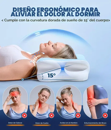 Vista 3 de Almohada cervical para el cuello 5 veces para aliviar el dolor, almohada ortopédica refrescante para dormir, almohadas de espuma viscoelástica