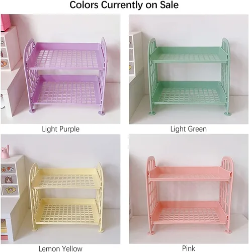 Vista 8 de organizador de escritorio para cosméticos y papelería, estante multifuncional de 2 niveles, organizador de maquillaje para cuidado de la piel