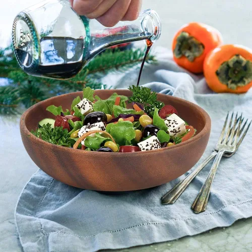Vista 2 de plplaaoo Ensaladera, cuenco de madera, cuencos para servir, cuenco de madera para servir ensalada, cuenco de madera para ensalada, alimentos, frutas