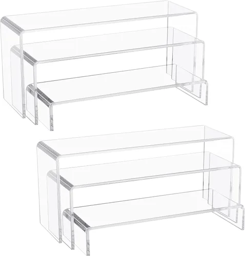 Vista 7 de Jusalpha Juego de 3 elevadores grandes de acrílico transparente, estantes