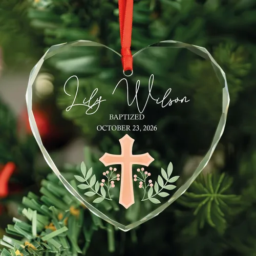 Vista 20 de Adorno de cristal personalizado para bautismo de bebé, regalo de bautismo para niños y niñas, regalo de confirmación, adorno de árbol de Navidad