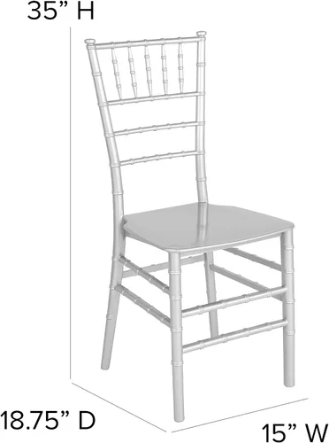 Vista 3 de Flash Furniture - Silla apilable de resina plateada HERCULES Series Chiavari plateado
