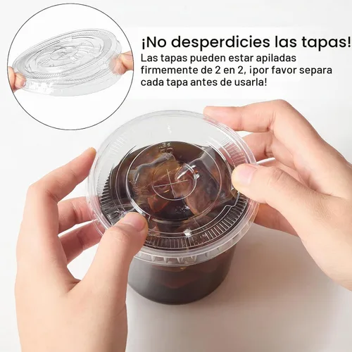 Vista 8 de Juego de 50 tazas de café de plástico transparente de 12 onzas con tapas y pajitas