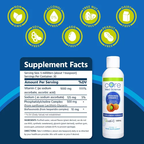 Vista 3 de Optimizado liposomal con vitamina C de 0.035 oz Vitamina C "Quali-C" (libre de china), la más alta absorción, fórmula física, soporte inmune, sin