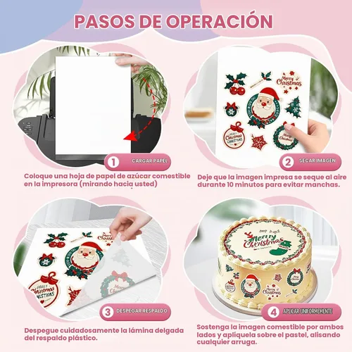 Vista 5 de Derzio 25 hojas de papel comestible A4 de 11.7 x 8.3 pulgadas, hojas