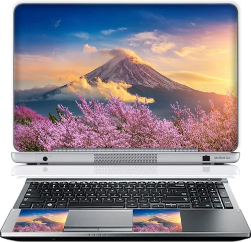 Vista 13 de Meffort Inc Adhesivo decorativo para laptop de hasta 12.3 pulgadas (incluye 2 muñequeras) - Nubes de galaxia