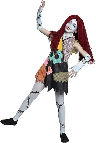 Vista 2 de Amscan Sally Halloween Costume for Kids, Nightmare Before Christmas, Includes Dress, Wig and More