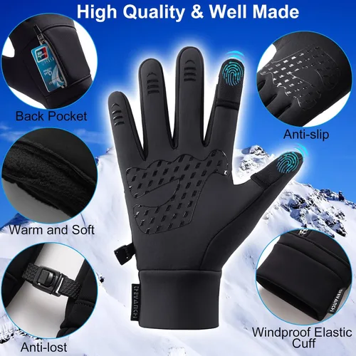 Vista 2 de weiatas Winter Fingerless Gloves for Men Women Touch Screen, Cold Weather Thermal Sport Gloves for Fishing Running Cycling Driving Hiking, Warm