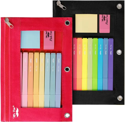 Vista 8 de Mr. Pen - Estuche para lápices de 2 piezas - Estuche con cremallera para lápices para carpeta de 3 anillas