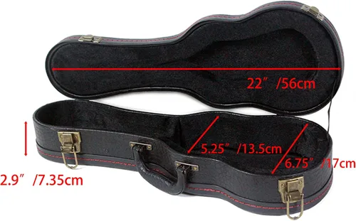Vista 3 de Funda para ukelele soprano, cuero con patrón de cocodrilo de 21 pulgadas, color negro