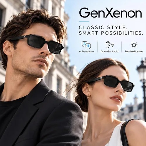 Vista 3 de GenXenon AI Smart Glasses for Men Women, Fashion Bluetooth Audio Glasses Black