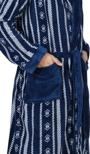 Vista 5 de NY Threads Mens Hooded Fleece Robe - Plush Long Bathrobes