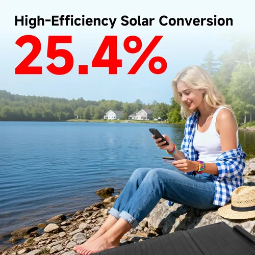 Vista 6 de Soshine Cargador de panel solar de 30 W, panel solar plegable portátil con 3 puertos USB (USB-A QC3.0 y 2 USB-C), impermeable IP67 para senderismo
