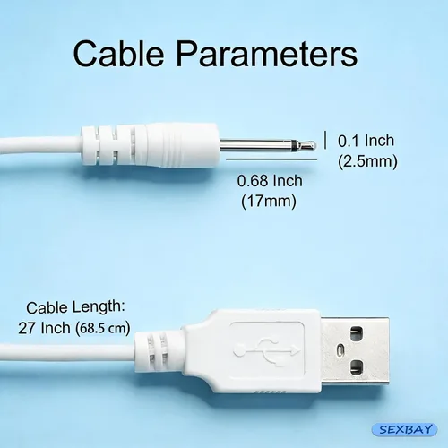 Vista 2 de Cable USB de repuesto original de 2 piezas para masajeadores de varita recargable, cable de carga CC de repuesto de 0.098 in