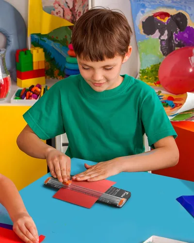 Vista 7 de Firbon - Cortador de papel negro A5, cortador de papel pequeño y recto con regla lateral para manualidades de álbumes de recortes, papel, cupones