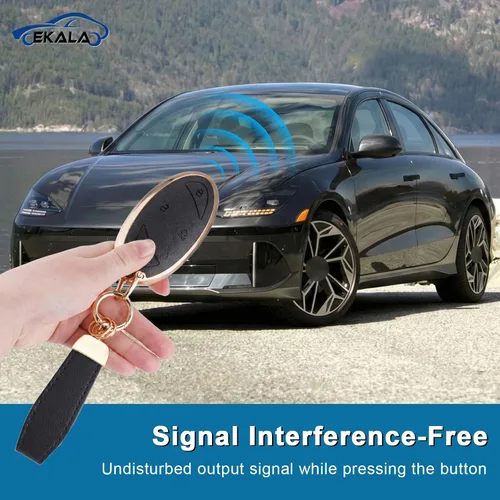 Vista 2 de EKALA Funda para llavero Hyundai, funda de TPU suave para llavero con llavero de cuero para Hyundai Loniq 6 Grandeur GN7 KONA Elanrtra Santa Fe